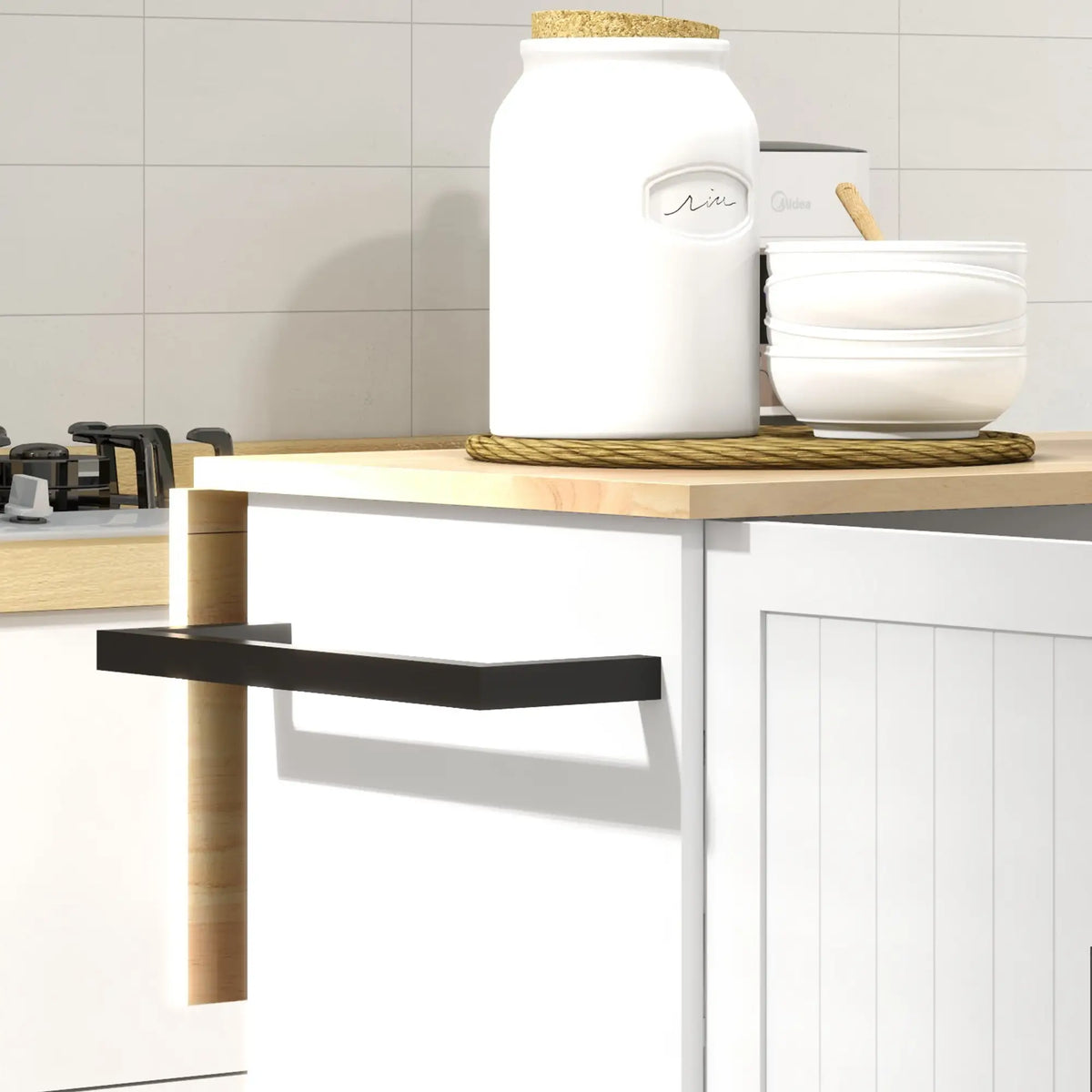 Rolling Kitchen Cart, Drop Leaf, 3 Drawers, Solid Wood Top, Towel Rack, White Kitchen Islands & Kitchen Carts at Gallery Canada
