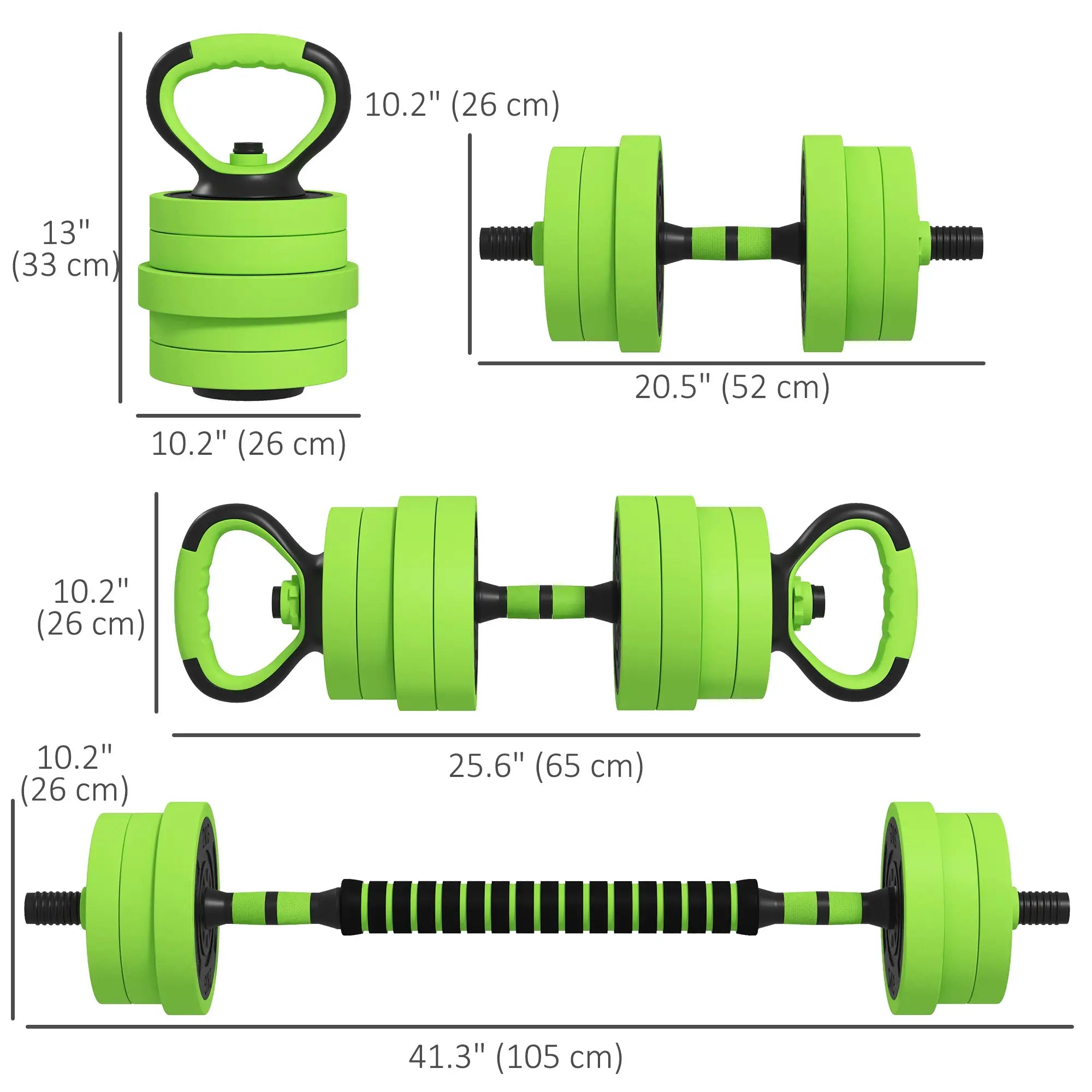 88lbs Adjustable Weight Dumbbell Set, Barbell, Kettlebell, Push Up Stand, Green Dumbbells & Barbells at Gallery Canada