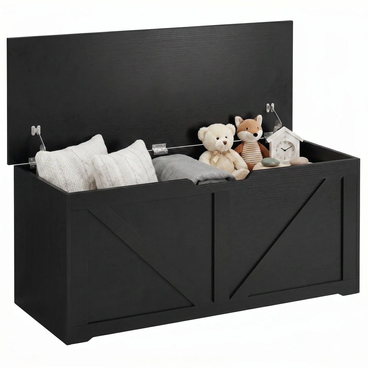 39.4 In Storage Chest With 2 Safety Hinges, White Wood Grain, White Storage Ottomans & Benches at Gallery Canada
