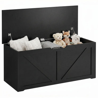 39.4 In Storage Chest With 2 Safety Hinges, White Wood Grain, White Storage Ottomans & Benches at Gallery Canada