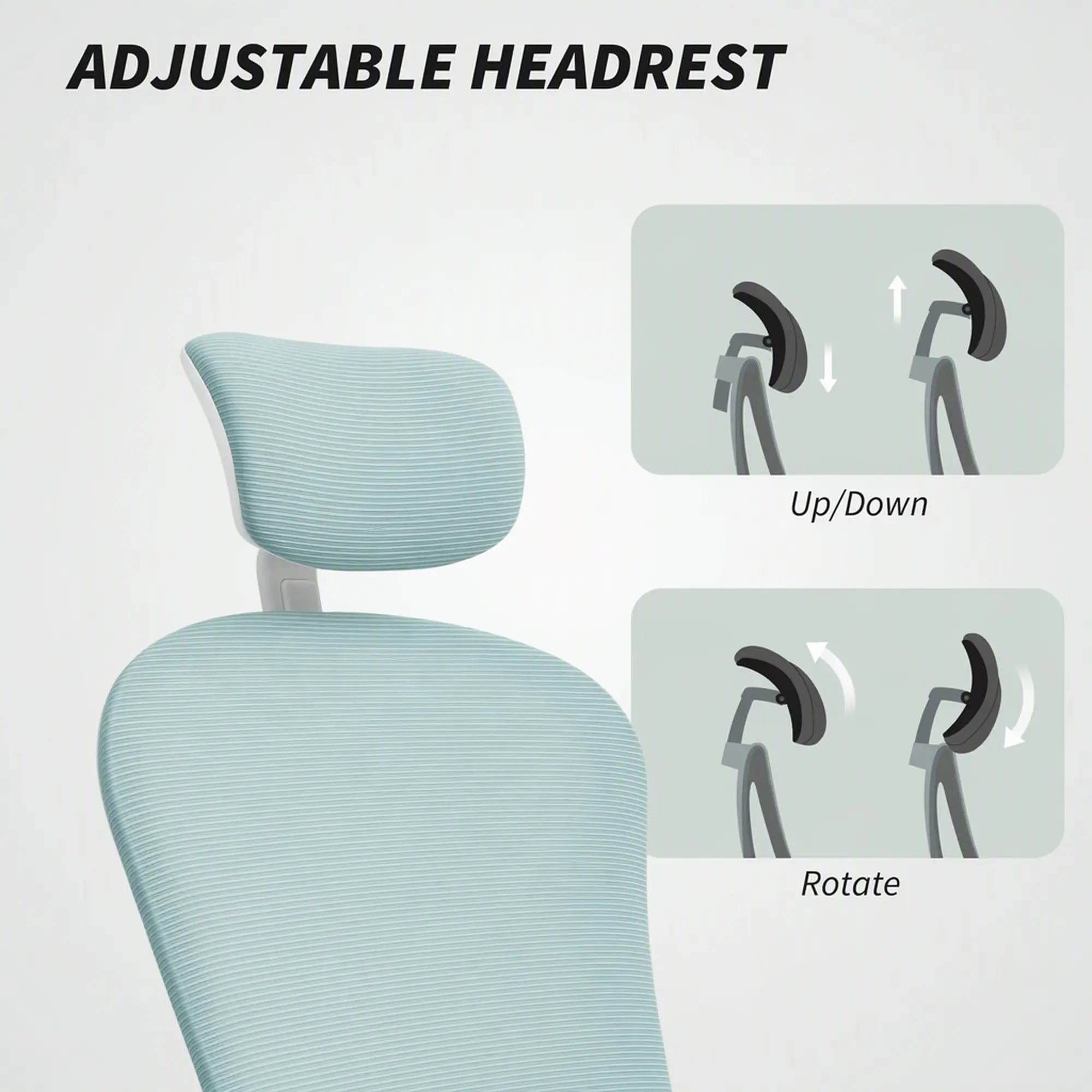 Mesh Office Chair, Adjustable Headrest, 4D Lumbar Support, Flip-Up Arm, Light Green Task Chairs at Gallery Canada
