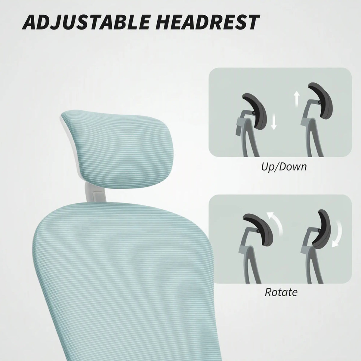 Mesh Office Chair, Adjustable Headrest, 4D Lumbar Support, Flip-Up Arm, Light Green Task Chairs at Gallery Canada