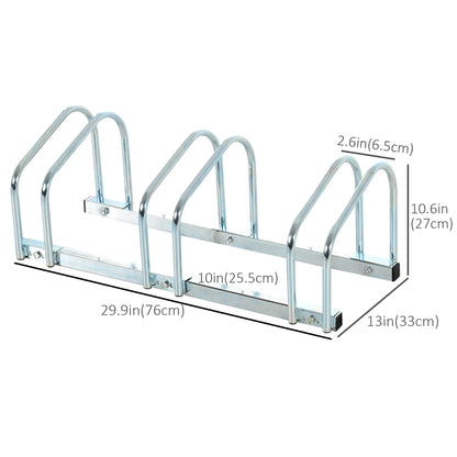 3-Bike Floor Parking Rack, Cycling Storage Stand, Silver Bike Parking Stands at Gallery Canada