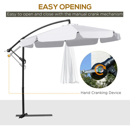 9FT Offset Hanging Patio Umbrella, Easy Tilt, Cross Base, 8 Ribs, White Cantilever Umbrellas at Gallery Canada