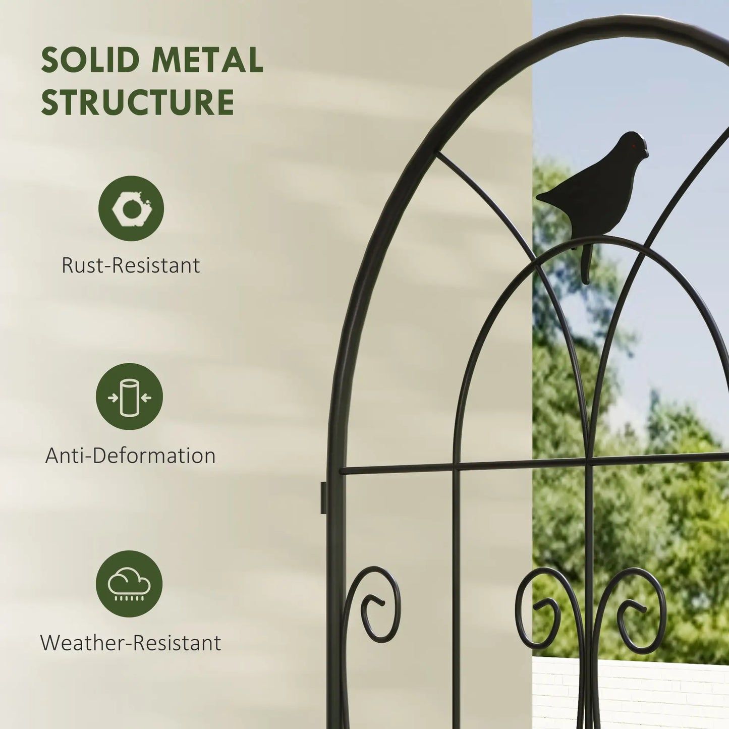 Metal Garden Trellis Set, Bird Design, 19.7" W x 47.2" H, Black Plant Stands at Gallery Canada