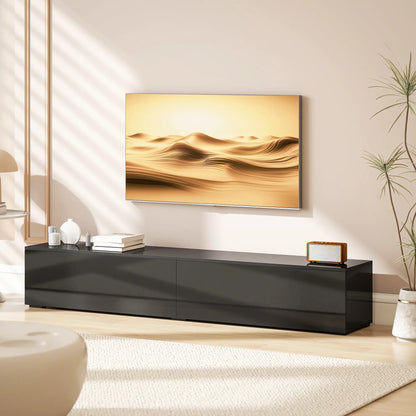 Floating TV Stand For 75 Inch TVs, 70.9 Inch Cabinet, High Gloss, Black TV Stands at Gallery Canada