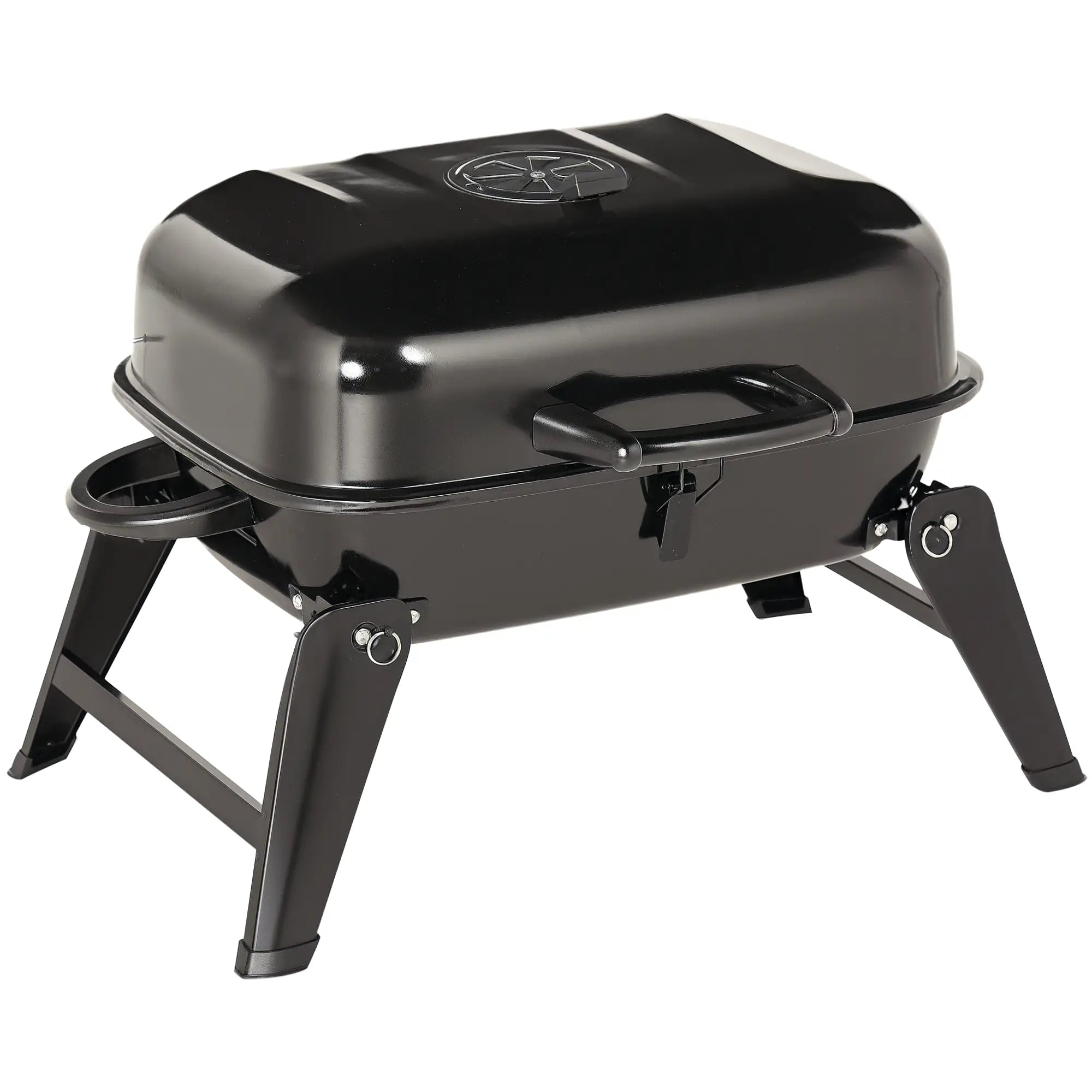 Portable Steel Charcoal Grill, Foldable Outdoor BBQ, 59 x 43 x 39 cm, Black Charcoal BBQ Grils Black at Gallery Canada