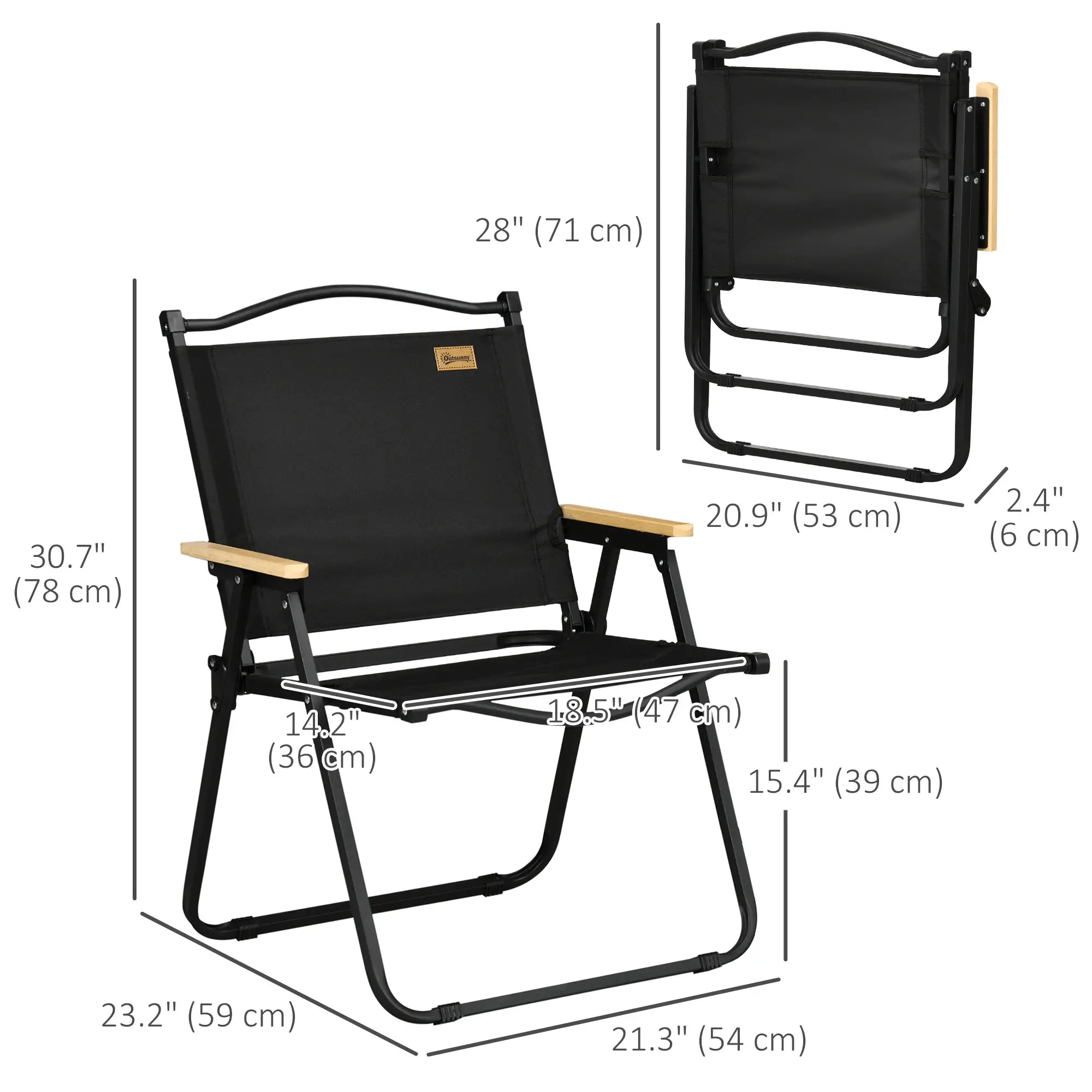 Lightweight Folding Camping Chair, Portable Armchair, Black Picnic Tables & Camping Chairs at Gallery Canada