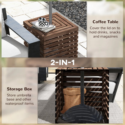 Outdoor Umbrella Base Storage Box, Wooden Patio Side Table, Brown Patio Storage Boxes at Gallery Canada