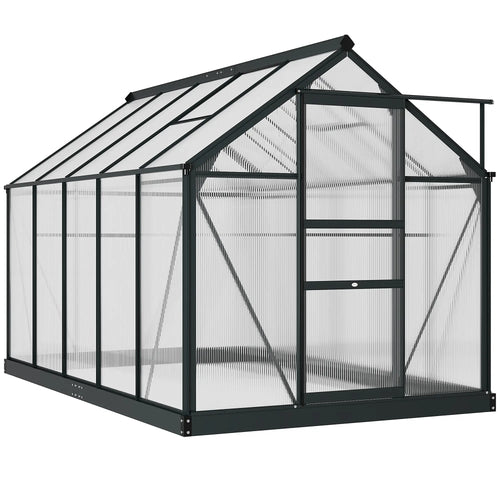 6' x 10' x 6.6' Polycarbonate Greenhouse, Walk-In Kit, Galvanized Frame, Grey