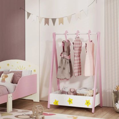 Kids Clothing Rack with Storage Shelf, Hangers, Pink Kids Bedroom Furniture at Gallery Canada