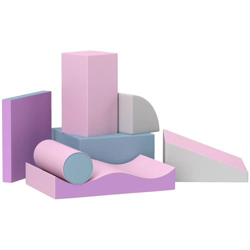 7 Pieces Soft Play Foam Climbing Blocks, Indoor Kids Play Toys, Light Color