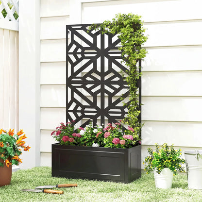 Metal Raised Garden Bed With Trellis For Climbing Plants, 53x22x66 In Galvanized Planter Boxes at Gallery Canada