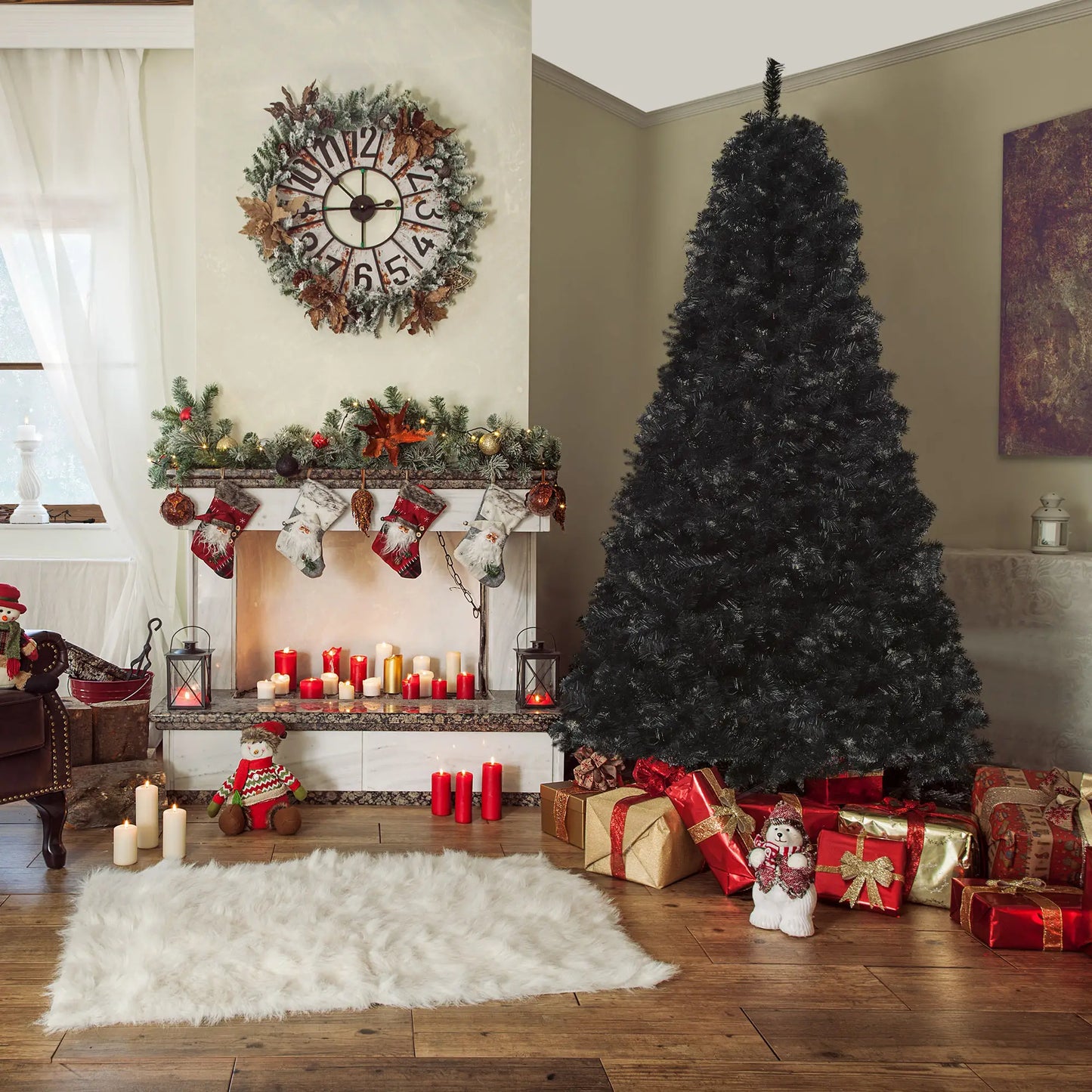 7ft Artificial Christmas Tree, Indoor Holiday Decoration, Black Artificial Christmas Trees at Gallery Canada