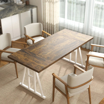 Farmhouse Kitchen Table for 8, Rectangular, White and Brown Dining Tables at Gallery Canada