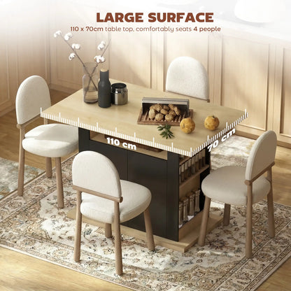 Kitchen Island Dining Table, 4-Door Cabinet, Black Kitchen Islands & Kitchen Carts at Gallery Canada