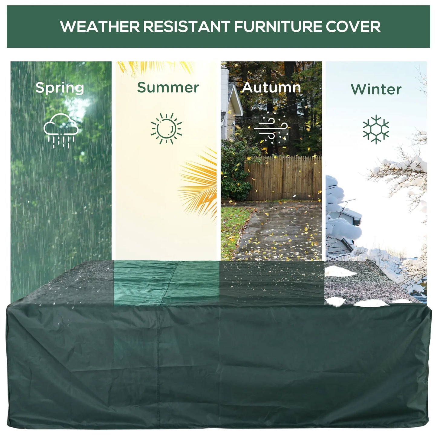Large Patio Garden Furniture Cover, 90.6" L x 90.6" W x 27.6" H, Green Patio Furniture Covers at Gallery Canada