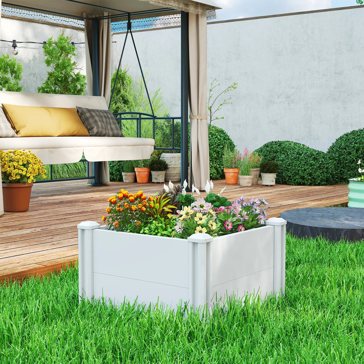 Modular Raised Garden Bed Kit, 2 x 2 x 1ft, White Raised Garden Beds at Gallery Canada