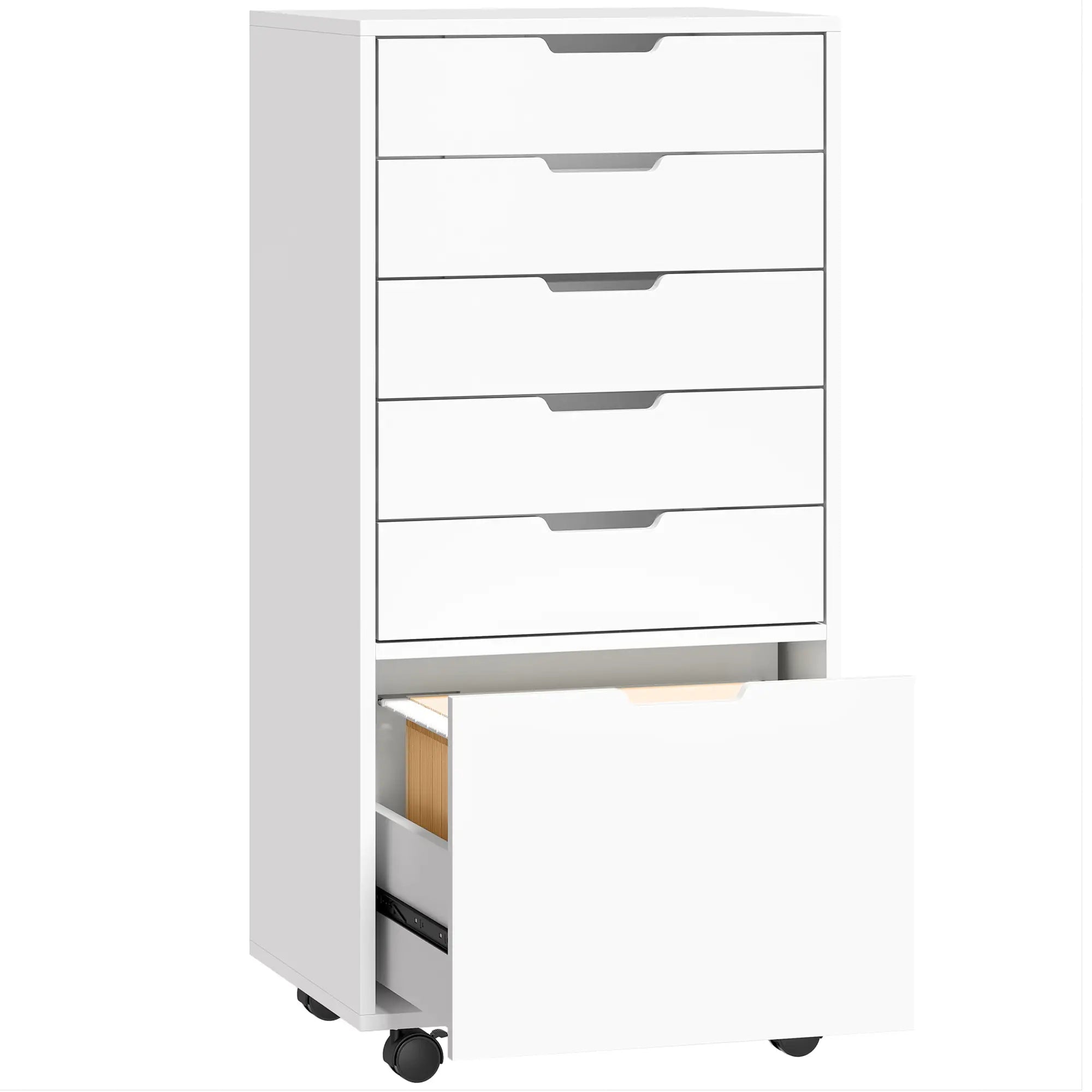 Mobile Printer Stand With 5 Drawers, White Office Cabinets & Cupboards White at Gallery Canada