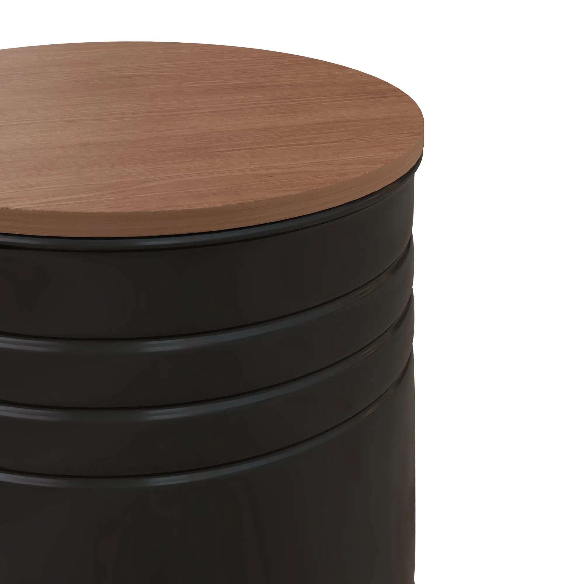 Round Side Table Set of 2, Nesting Coffee Tables, Wooden Lid, Metal Frame, Black Side Tables at Gallery Canada