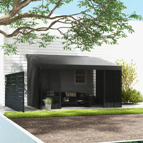 10' x 13' Wall Pergola, Outdoor Gazebo, UV Resistant, Dark Grey