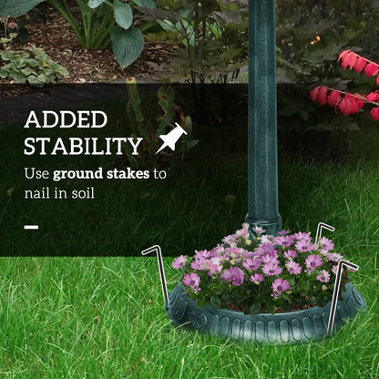 32" Bronze Green Bird Bath With Decorative Birds, Flower Planter Base, Bronze Green Garden Decor at Gallery Canada