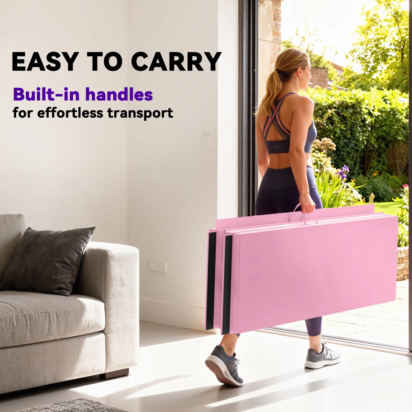 4'x6'x2'' Folding Gymnastics Mat, Exercise Mat for Yoga, MMA, Pink Gymnastics Mats at Gallery Canada