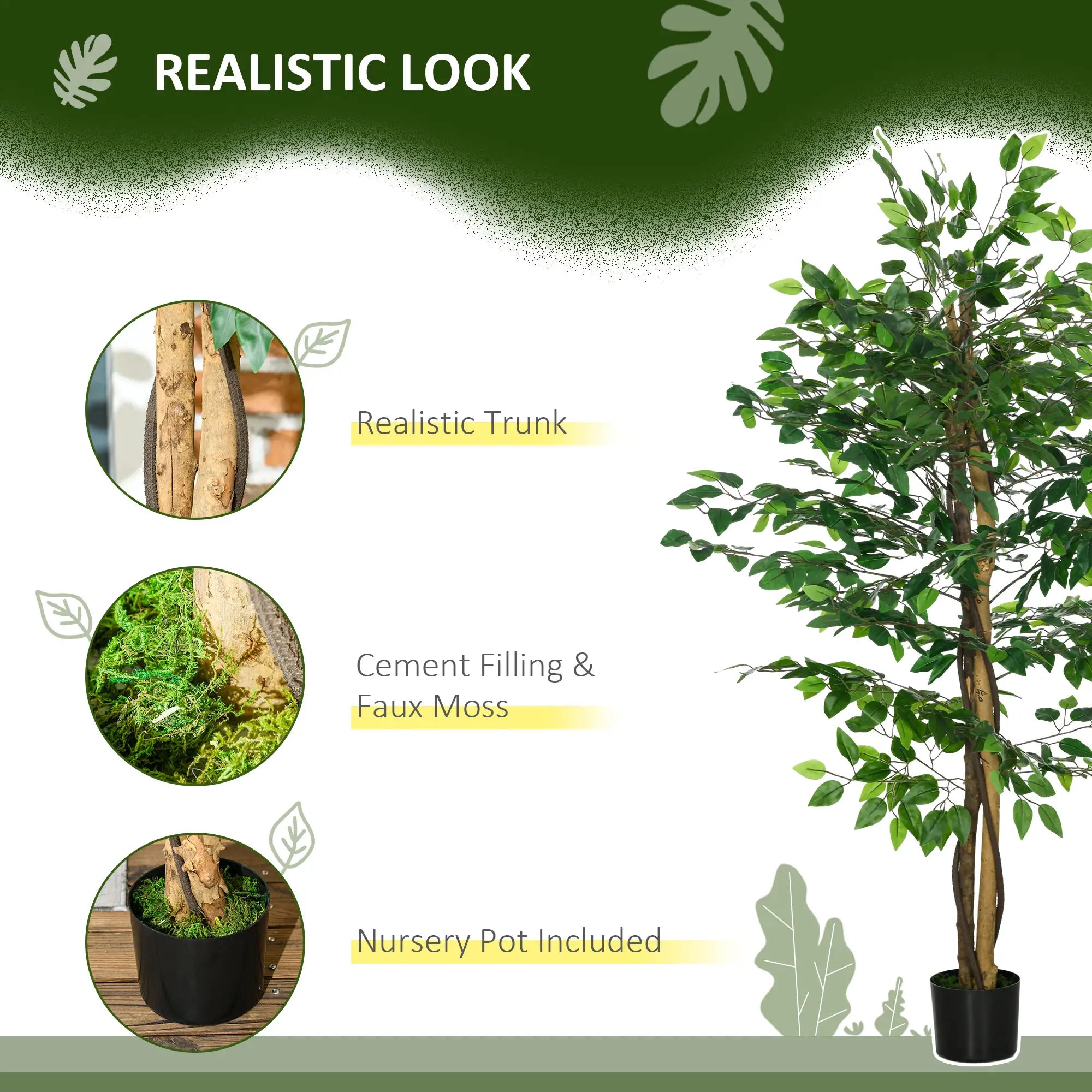 Set Of 2 5ft Artificial Ficus Trees, Indoor Fake Plants With Pot Artificial Trees at Gallery Canada