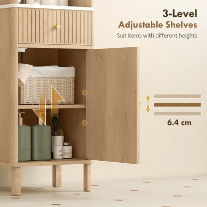 66 in Tall Bathroom Cabinet With Drawer, Oak Freestanding Bathroom Cabinets at Gallery Canada