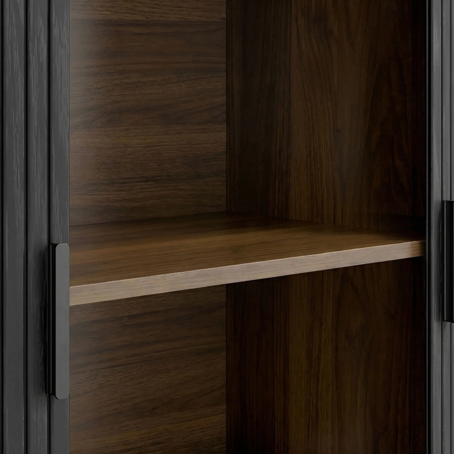Wood Grain Sideboard With Curved Tambour Doors, Brown Storage Cabinets at Gallery Canada