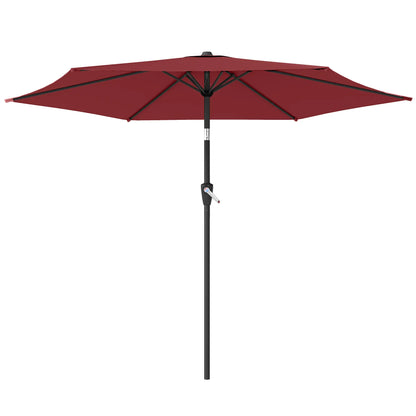 9FT Patio Umbrella, Tilt Crank, 6 Ribs, UV Protection Sun Umbrellas Wine Red, Dark Grey at Gallery Canada