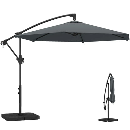 9.7 ft Offset Patio Umbrella, Water Sand Fillable Weights, Dark Grey Offset Cantilever Umbrellas at Gallery Canada