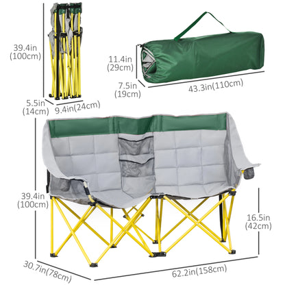 62" W Double Camping Chair Folding Loveseat With Storage, Cup Holder, Green Picnic Tables & Camping Chairs at Gallery Canada