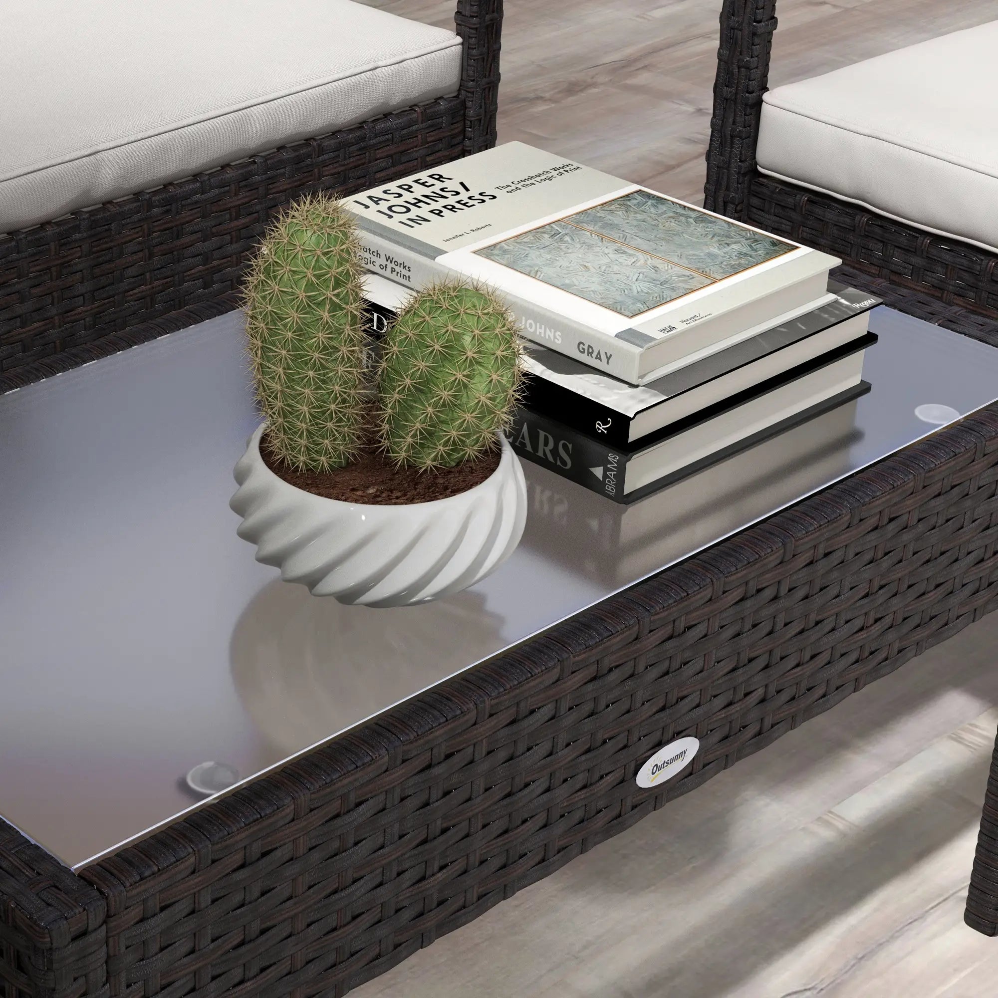 4-Piece Patio Furniture Set, Loveseat, Armchairs, Glass Table, White Patio Furniture Sets at Gallery Canada