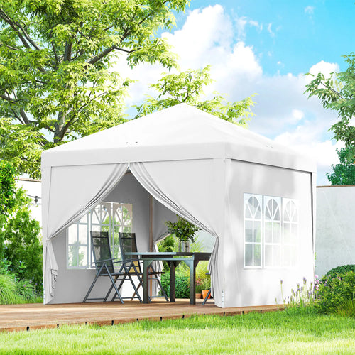 10'x10' White Outdoor Pop Up Party Tent Wedding Gazebo Canopy, White