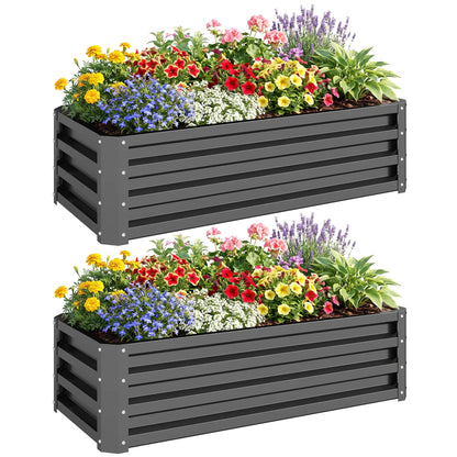 Galvanized Raised Garden Beds, Outdoor Planter Box, Set of 2, Light Grey Raised Garden Beds at Gallery Canada