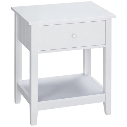 Modern Nightstand, Small End Table with Drawer, Storage Shelf, White Side Tables White at Gallery Canada