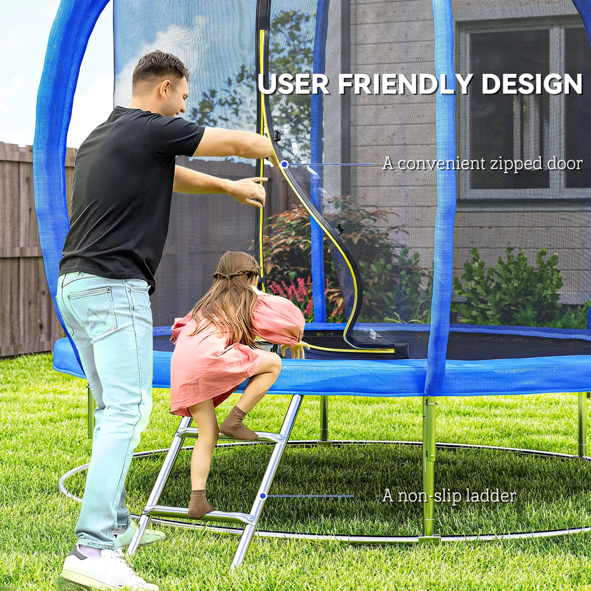 8ft Trampoline, ASTM Certified, Circular Base, Enclosure Net, Ladder Trampolines at Gallery Canada