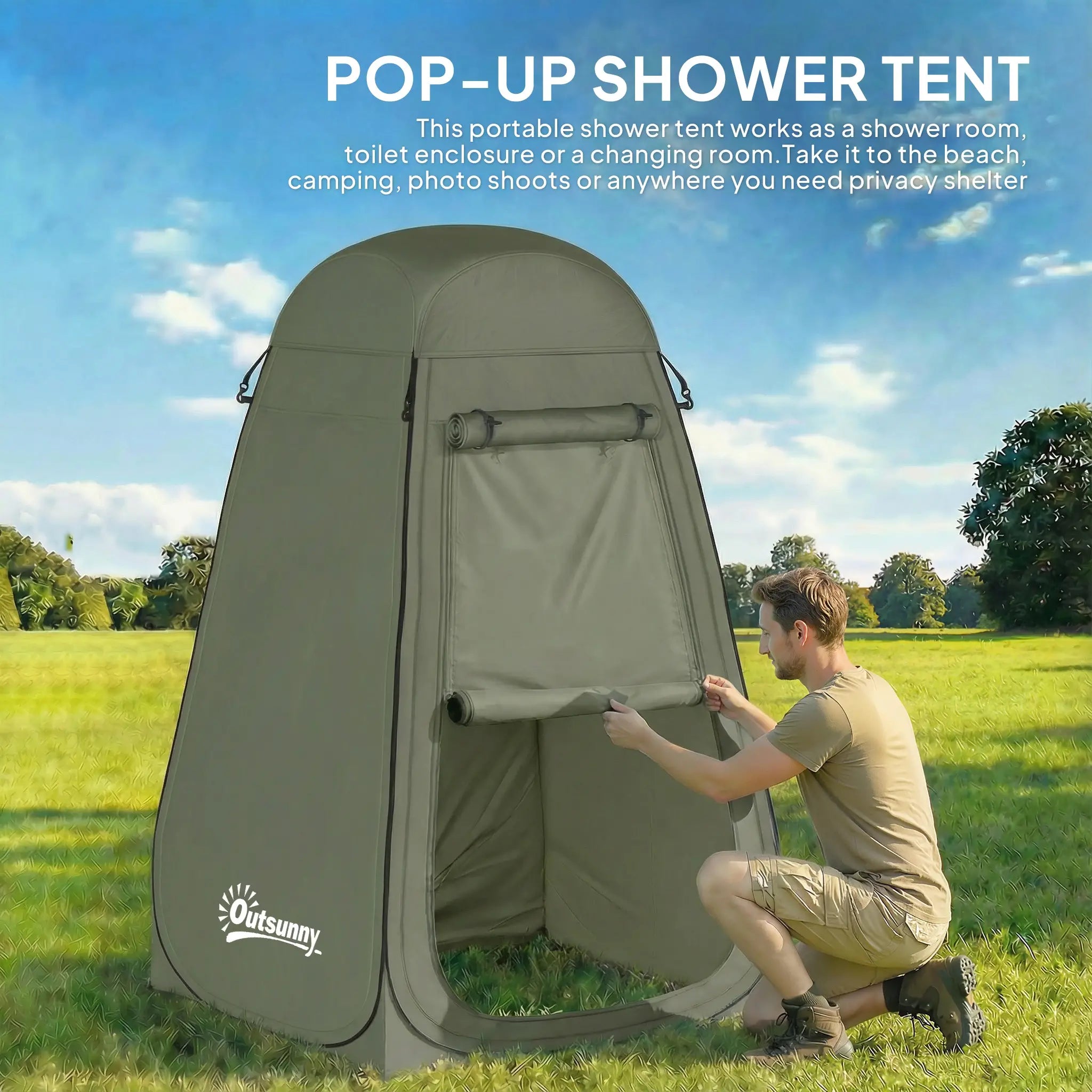 Pop Up Shower Tent, Portable Privacy Room, With Carrying Bag, Green Camping Tents at Gallery Canada
