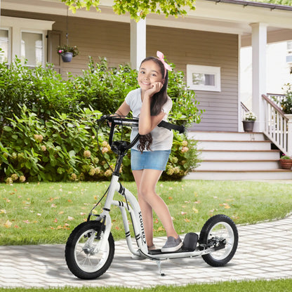 Dual Brakes Kick Scooter, 12-Inch Inflatable Wheel, Age 5+, White Scooters at Gallery Canada