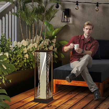 Rattan Solar Floor Lamp, IP44, LED Auto On/Off, Brown Solar Post Lamps at Gallery Canada
