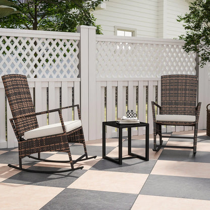 3 Piece Rocking Bistro Set, Wicker Patio Furniture, White Bistro Sets at Gallery Canada