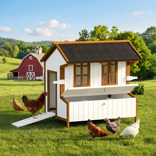 47" Wooden Chicken Coop, Rabbit Hutch, Portable Poultry Cage Chicken Coops Cream White, Brown, Black at Gallery Canada