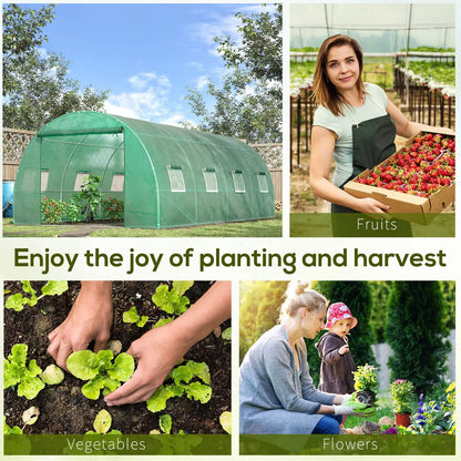 Walk-In Tunnel Greenhouse, 19x10x6.6ft, Zipped Door, 8 Mesh Windows, Green Tunnel Greenhouses at Gallery Canada