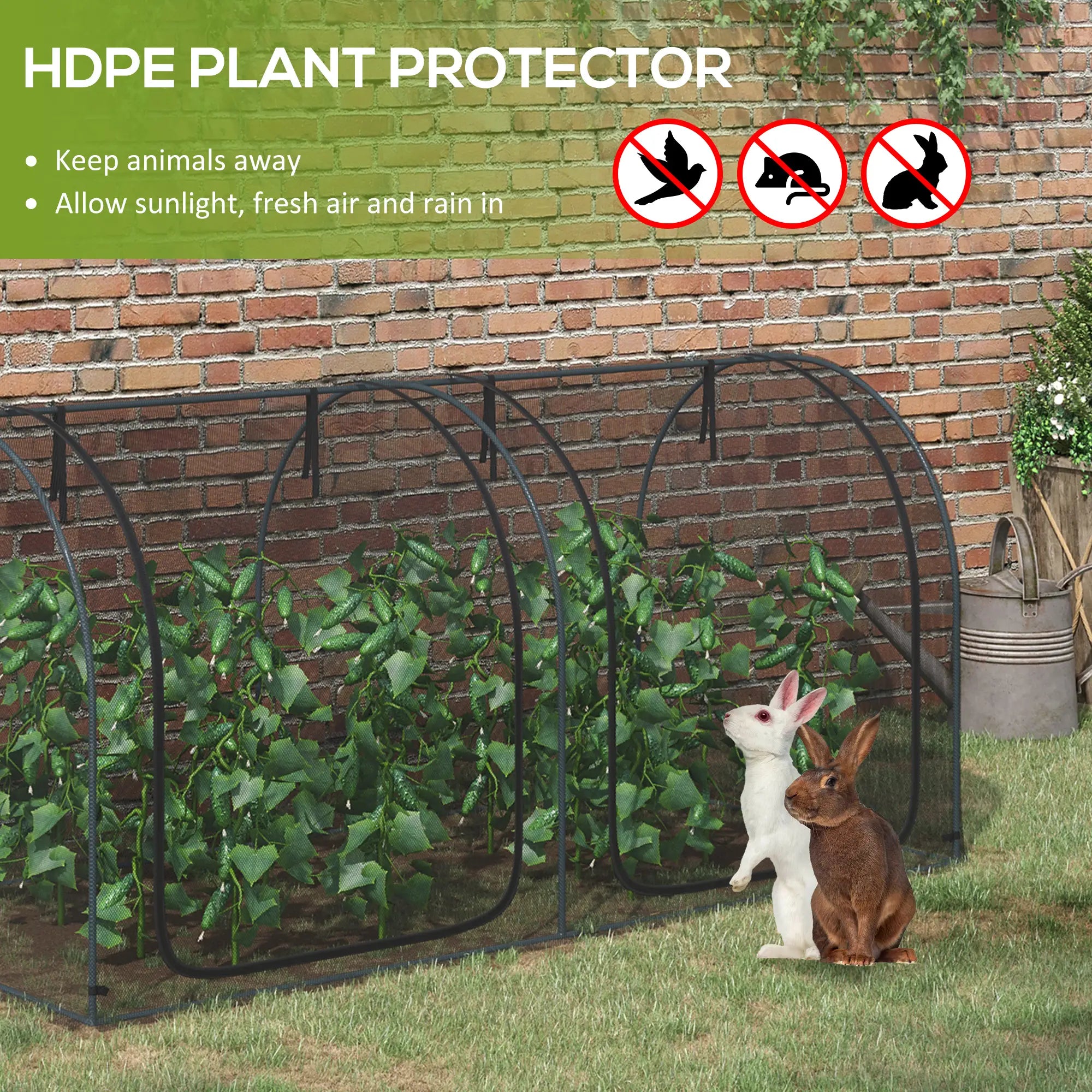 8' x 4' Crop Cage, Garden Plant Protector, 2 Zippered Doors, 6 Stakes, Black Walk In Greenhouses at Gallery Canada