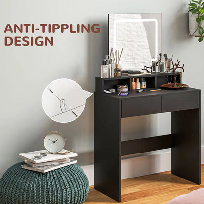 Makeup Vanity Desk with Mirror, LED Lights, Drawers, Black Dressing & Vanity Tables at Gallery Canada