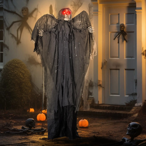 6.4' Winged Grim Reaper Halloween Decoration, Animatronic with Light Up Eyes