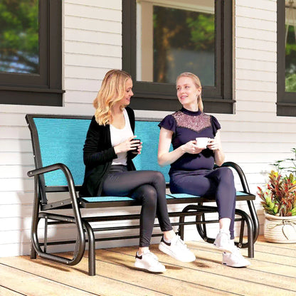 2 Person Outdoor Glider Bench With Steel Frame, Garden Patio Chair, Blue Outdoor Gliders at Gallery Canada