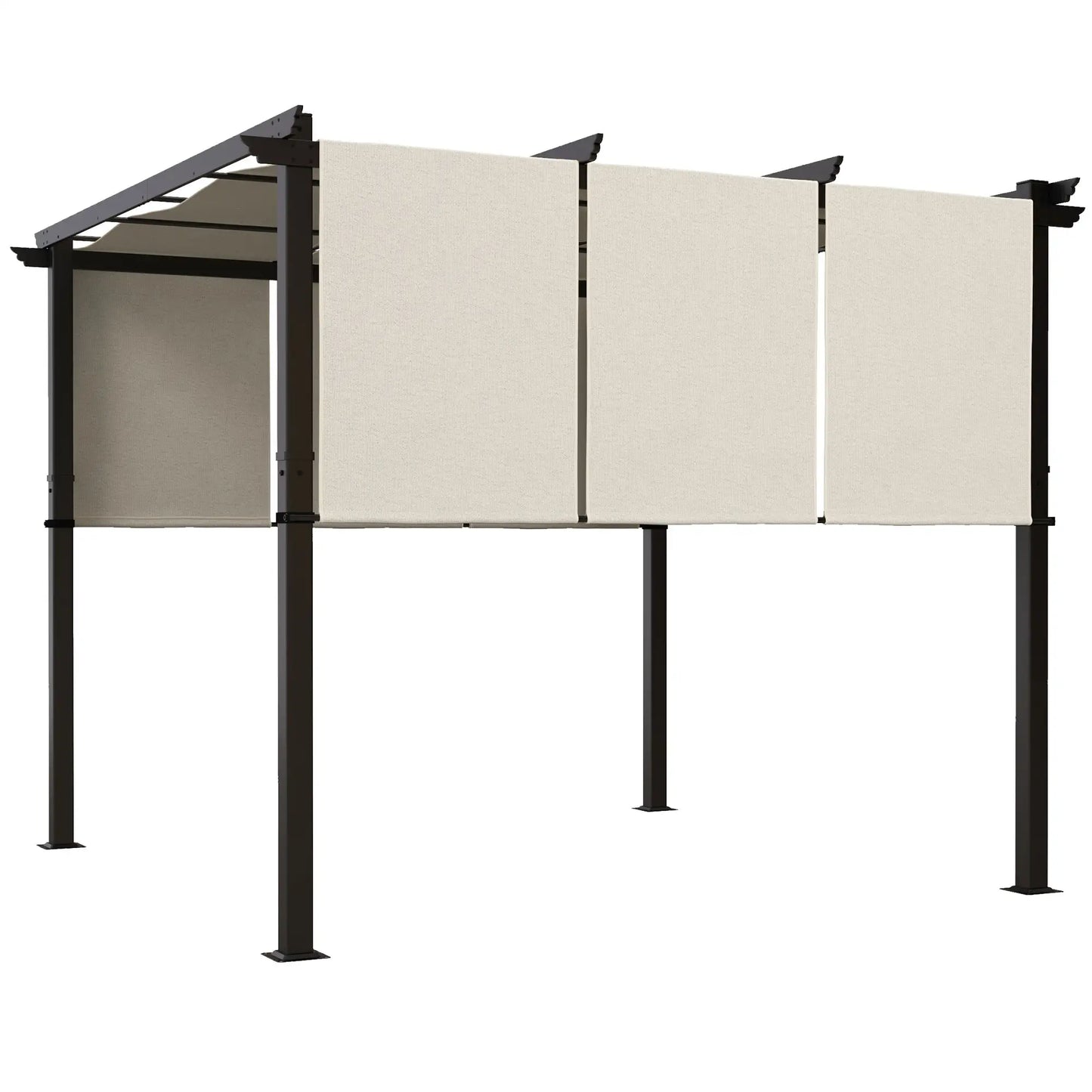 10' x 10' Metal Pergola, Retractable Canopy, Garden, Patio, Backyard Pergolas Beige at Gallery Canada