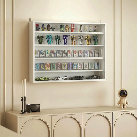 5-storey Display Cabinet, Shot Glass Display Case, Glass Curio Cabinet with 2 Glass Doors and 4 Adjustable Shelves, White Display Bookshelves White at Gallery Canada